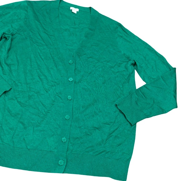 🍀 J.Crew Green 100% Merino Wool Cardigan Sweater Women’s Size XL - Picture 4 of 16